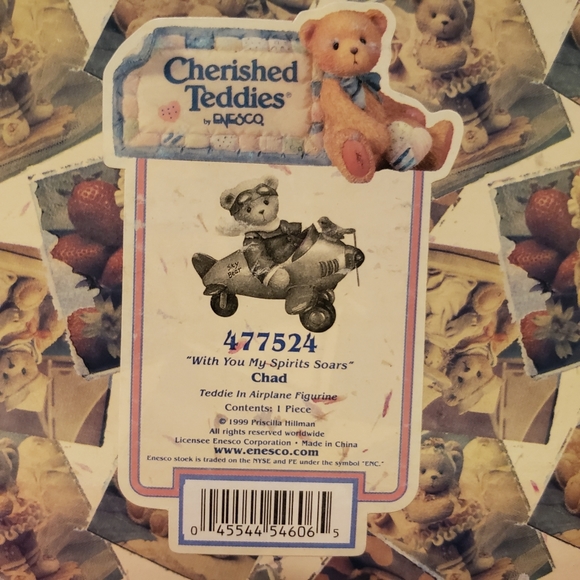 HOST PICK 😊 Vtg 99 Cherished Teddies Chad 477524 Plane Pilot - Picture 4 of 5
